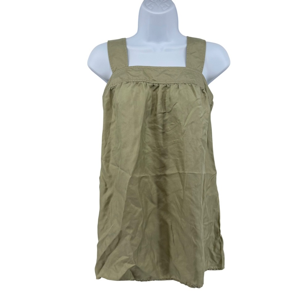 Banana Republic Women's 100% Silk Square Neck Tank Blouse Size 6 Olive Green